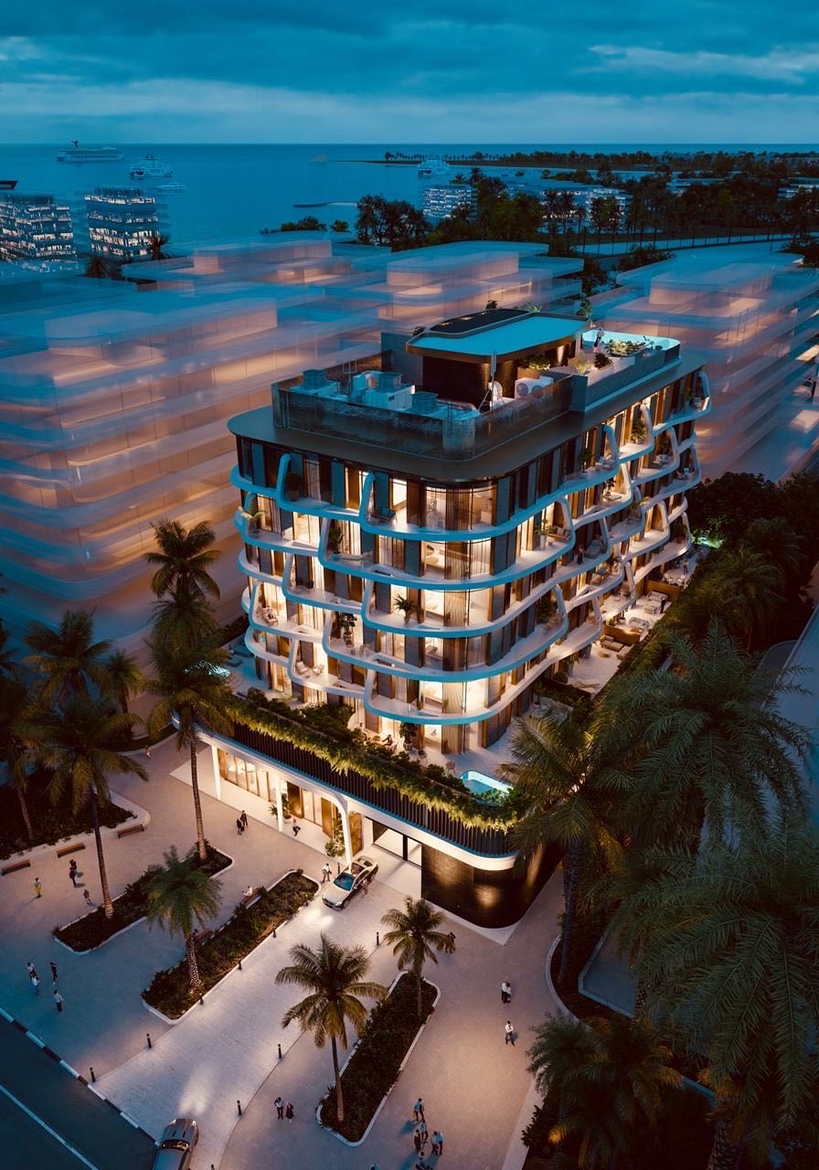 Dubai Island residential — illuminated